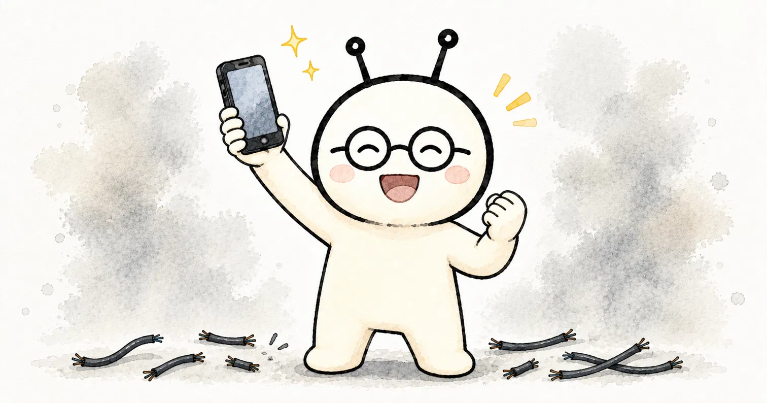 コードから解放されてスッキリ