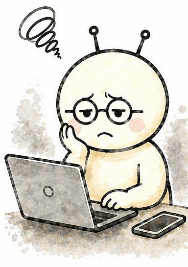 PCの前で悩む八Maru