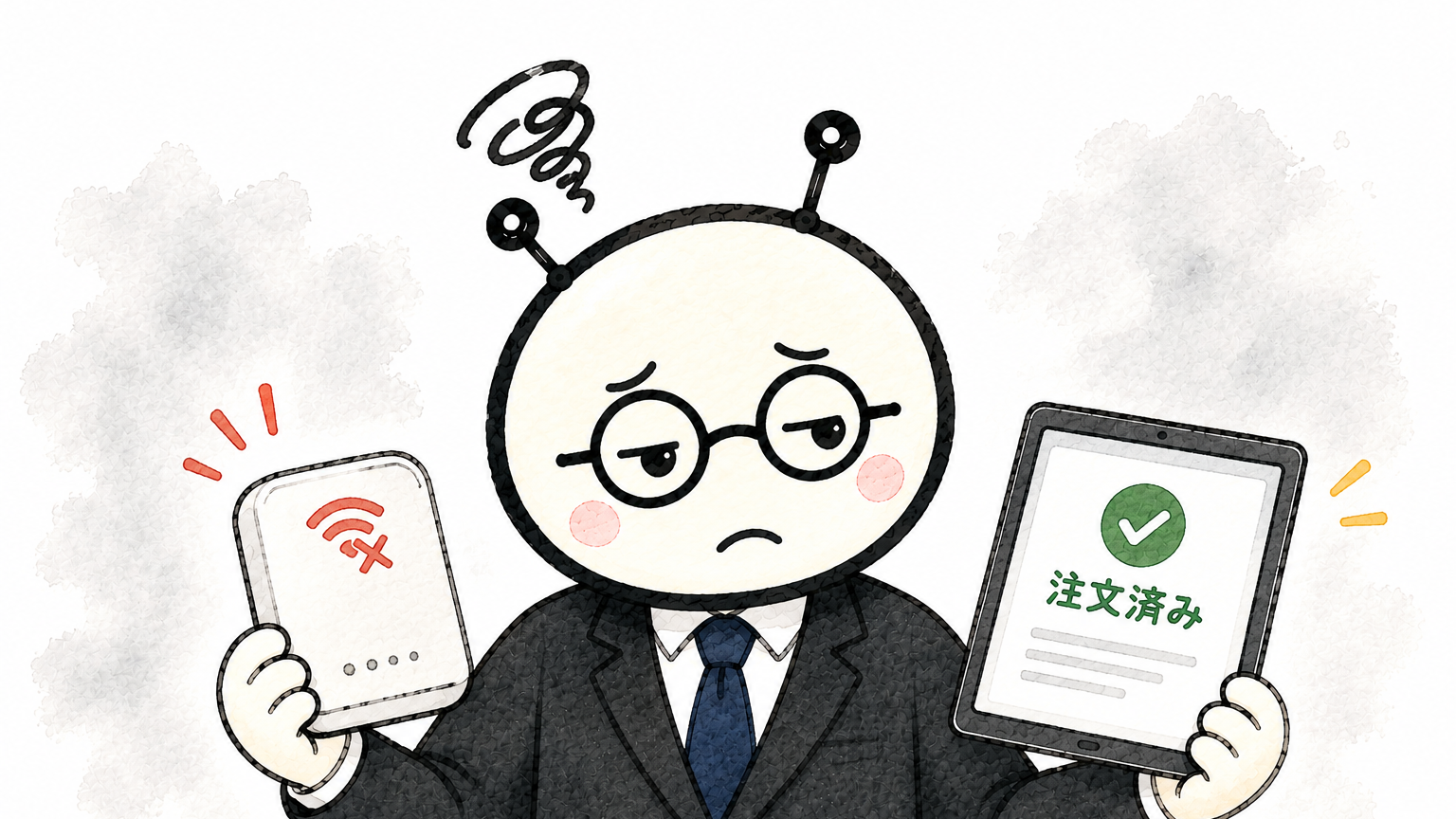Featured image of post 注文が飛ばない。画面には「注文済み」。犯人はタブレットじゃなくて回線だった